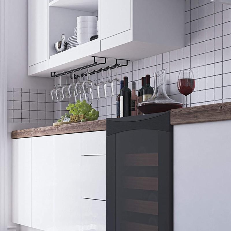 Iron Under Cabinet Stemware Wine Glass Holder Bar for Kitchen Restaurant Organizer Glasses Storage Hanger Accessories