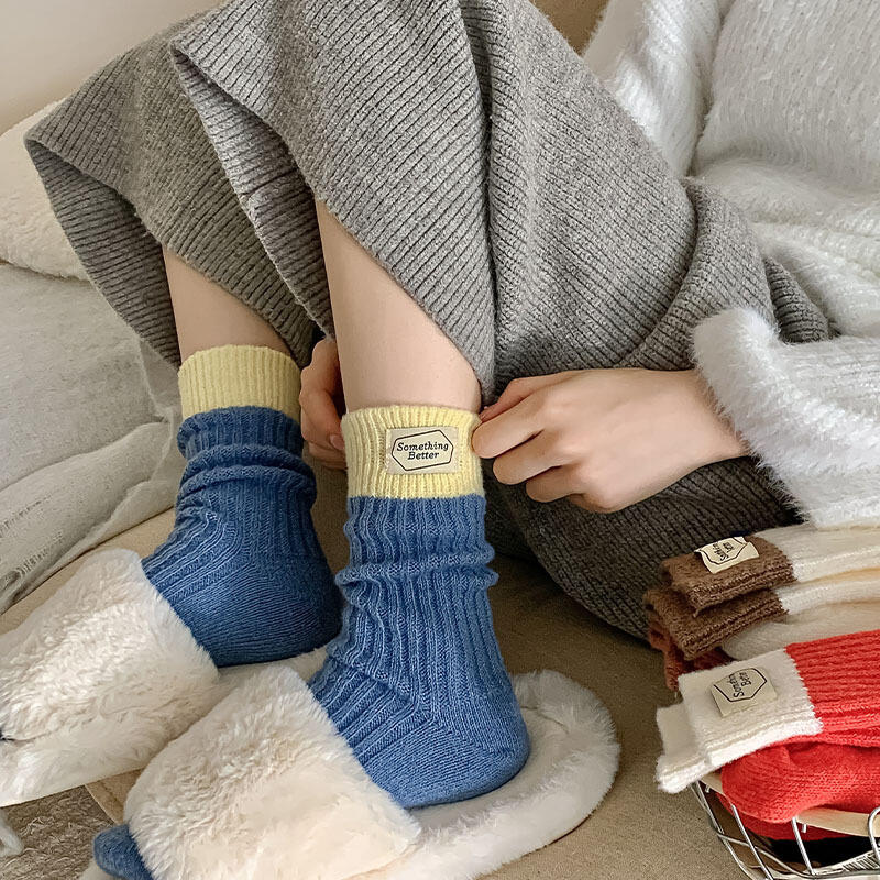 

Enab Cozy Color Mix Knit Winter Socks 5 Colors Khaki
