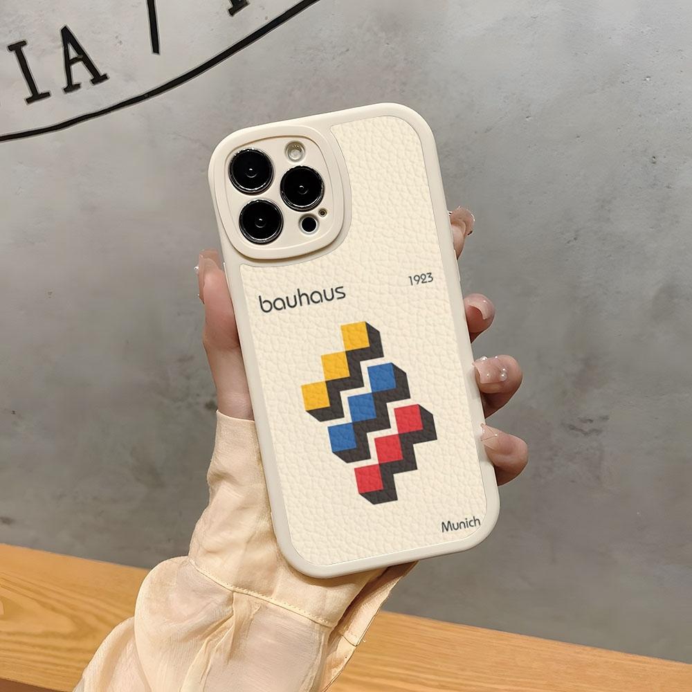 Geometric Bauhaus Art Phone Case For Iphone 15 Pro Max 16 Plus 14 Pro 11 13 12 Mini X Xr Xs 7 8 Se Lambskin Cover