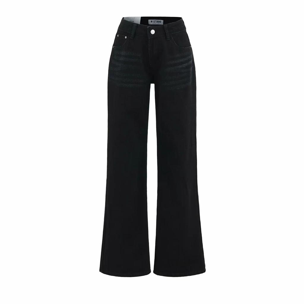 American Low-Waist Straight-Leg Loose Denim Distressed Wide-Leg Floor-Length Pants 2025 Summer Collection