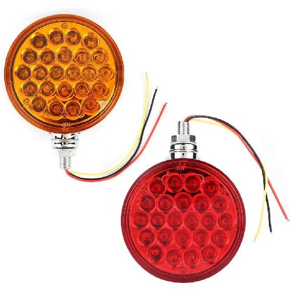 Aramox LED Marker Light, 48LED Double Face Single Stud Mount Side Marker Reflective Sealed Light for Trailer Truck