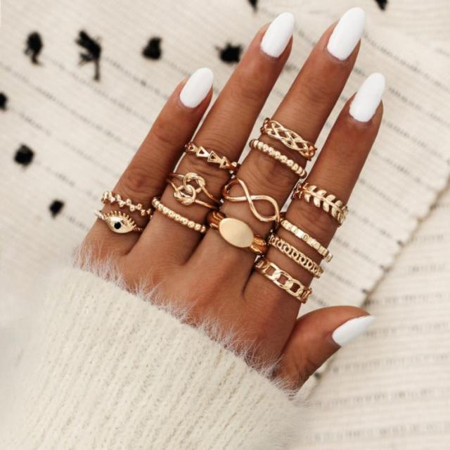 Matching Rings For Women Anillos Mujer Gold Ring Set Bagues Anillo Bohemian Jewellery Slytherin Accessories Couple Gift Sygnety