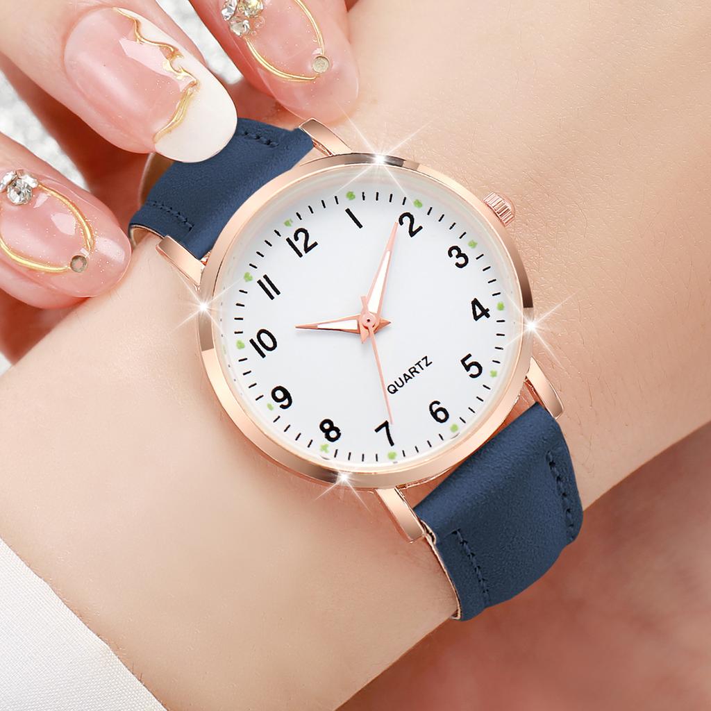 7PCS/Set Women's Fashion Watch Casual Round Dial Arabic numerals Watch Colorful Set