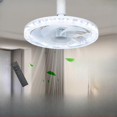1PC Fan Light Intelligent High Power Remote Control Ceiling Fan Light Invisible Led Living Room Screw E27 Fan Light