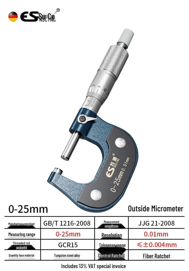 High-Precision Micrometer Gauge for Outer/Inner Diameter & Thickness Measurement