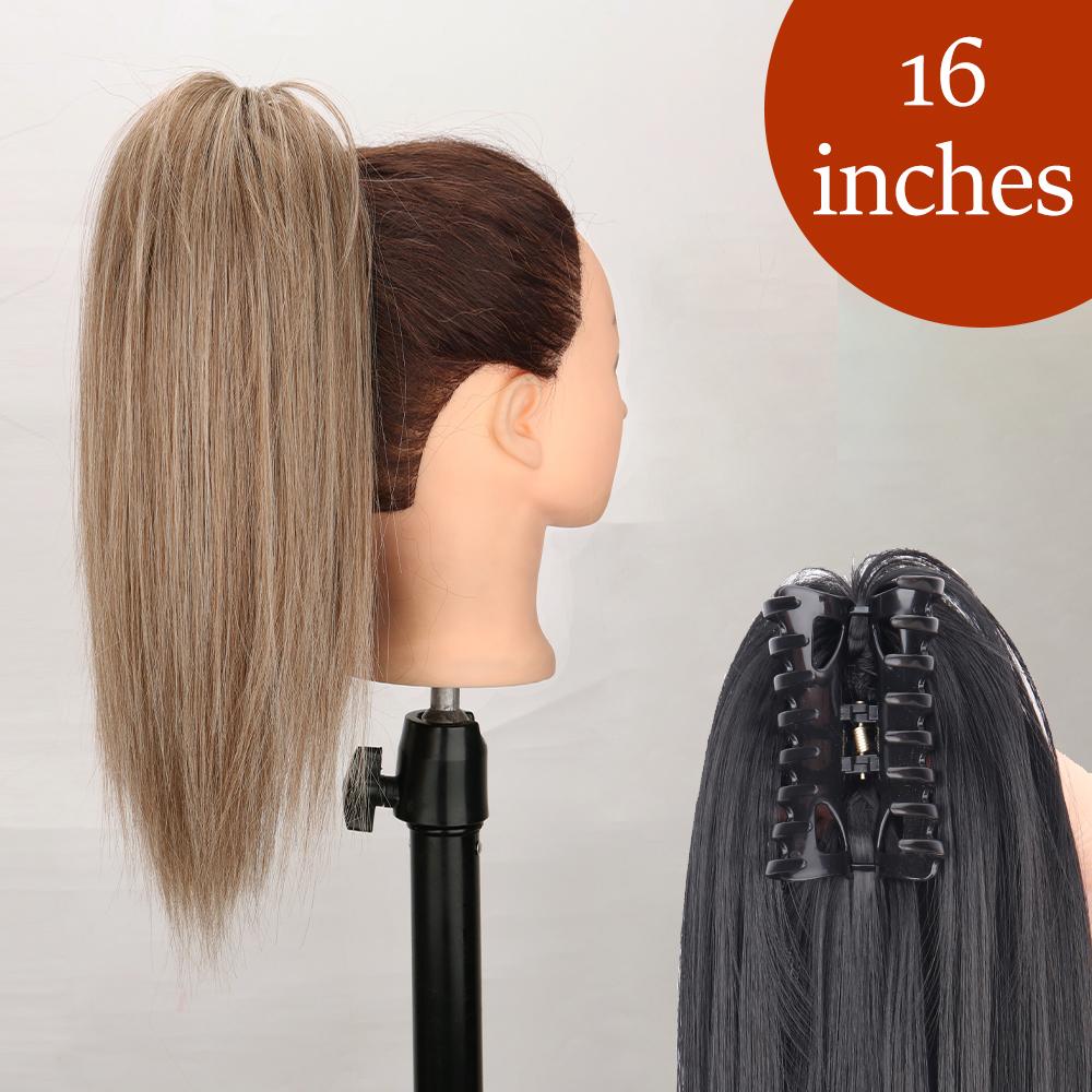 34 cale Syntetyczny Kucyk Przedłużenie Włosów Doczepiane na Klips Fałszywa Peruka Dopinka Blond Owijany Warkocz Długi Gładki Kucyk nad Głową
