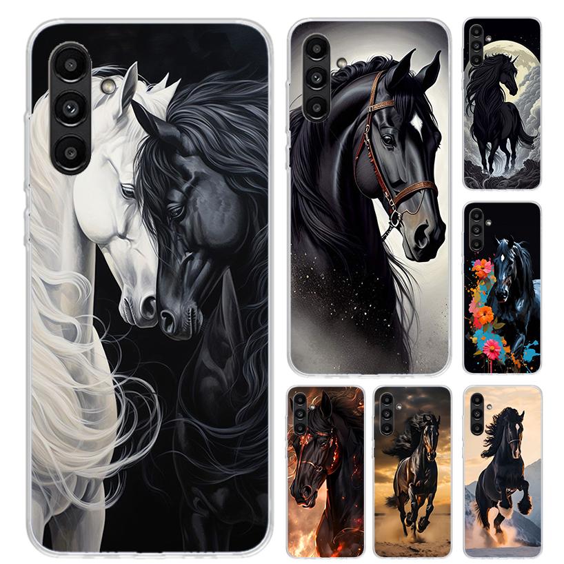 Animal Black Horse Phone Case for Samsung Galaxy A17 A16 A37 A26 A36 A57 A56 A15 A25 A35 A55 A14 A24 A34 A54 A13 A23 A33 A53 Gal