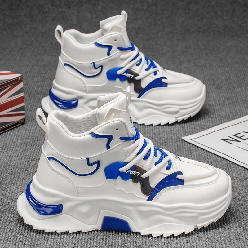 

New Fashion Men s High Top Four Seasons Comfortable Thick Sole Shoes Students BoysTrending Soft Sole Breathable Casual Running Sneakers 39 білий