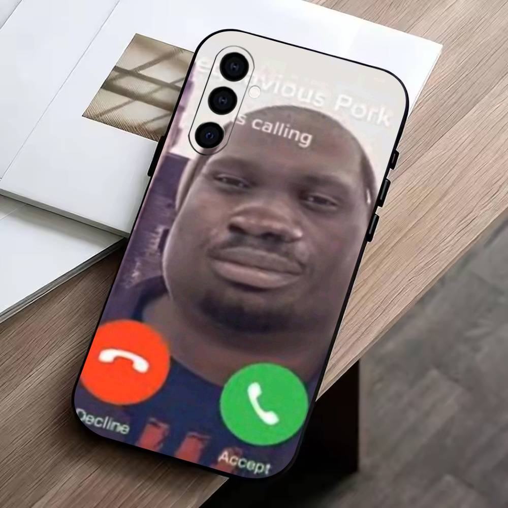 

D-John Pork is Calling. Answer Call Phone Case For Samsung Galaxy A73,A72,A71,A70,A53,A52,A51,Soft Silicone Black Cover Samsung a13 5g