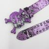 Unisex Y2K Rhinestone Skull Punk Belt with Rivet and Python Skin Design