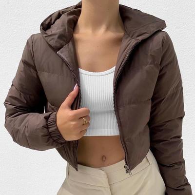 2024 Herbst/Winter Kapuzen-Kurzjacke aus Baumwolle für Damen - Europäischer und Amerikanischer Stil