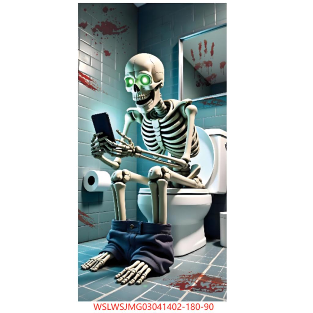 Halloween Horror Decoration Background Cloth, Haunted House Family Arrangement, Outdoor Door Curtain Hanging Cloth Vertical Poster