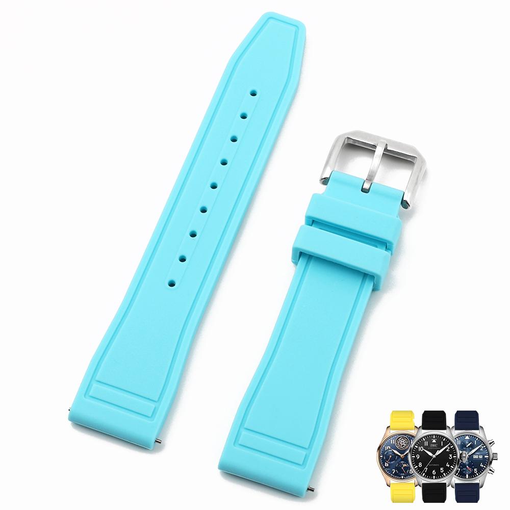 

Silicone Strap Diving Waterproof Sport Watch Band 20mm 21mm 22mm Men Quick Release Watchband for IWC Wrist Bracelet Accessories 22mm світло-синій колір