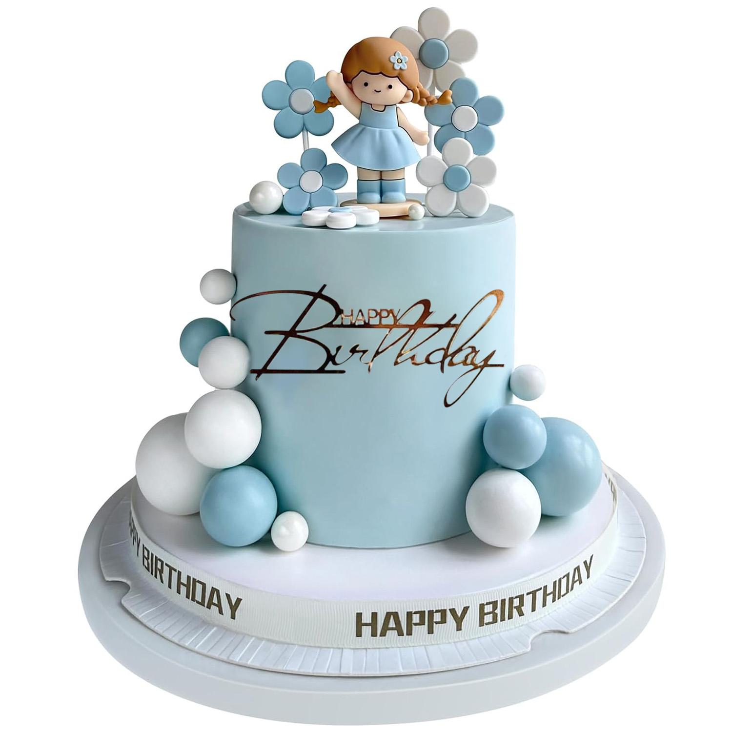 

20 шт. Топпер для торта для девочки, пенопластовые шарики, украшения с маленькими цветами для вечеринки в честь рождения ребенка, дня рождения, юбилея (розовый)