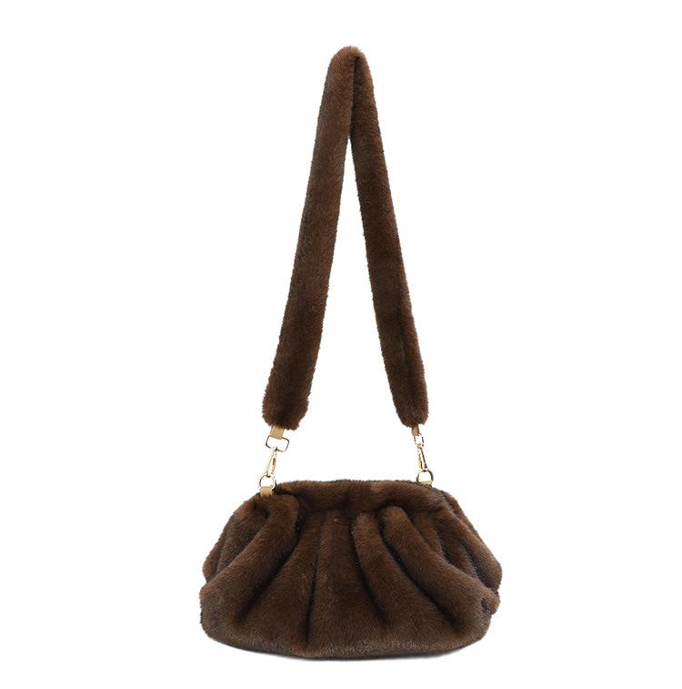 Falten Kleine Wolke Schultertasche Damen Fashi Aufbewahrungstasche Winter Flauschig Trendig Bequem und Vielseitig Textur Umhängetasche