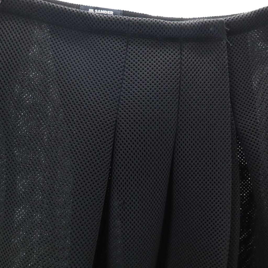 Jil Sander Navy Made In Italy Midi Length Mesh Box Pleated Skirt 32 Wrap Women Used