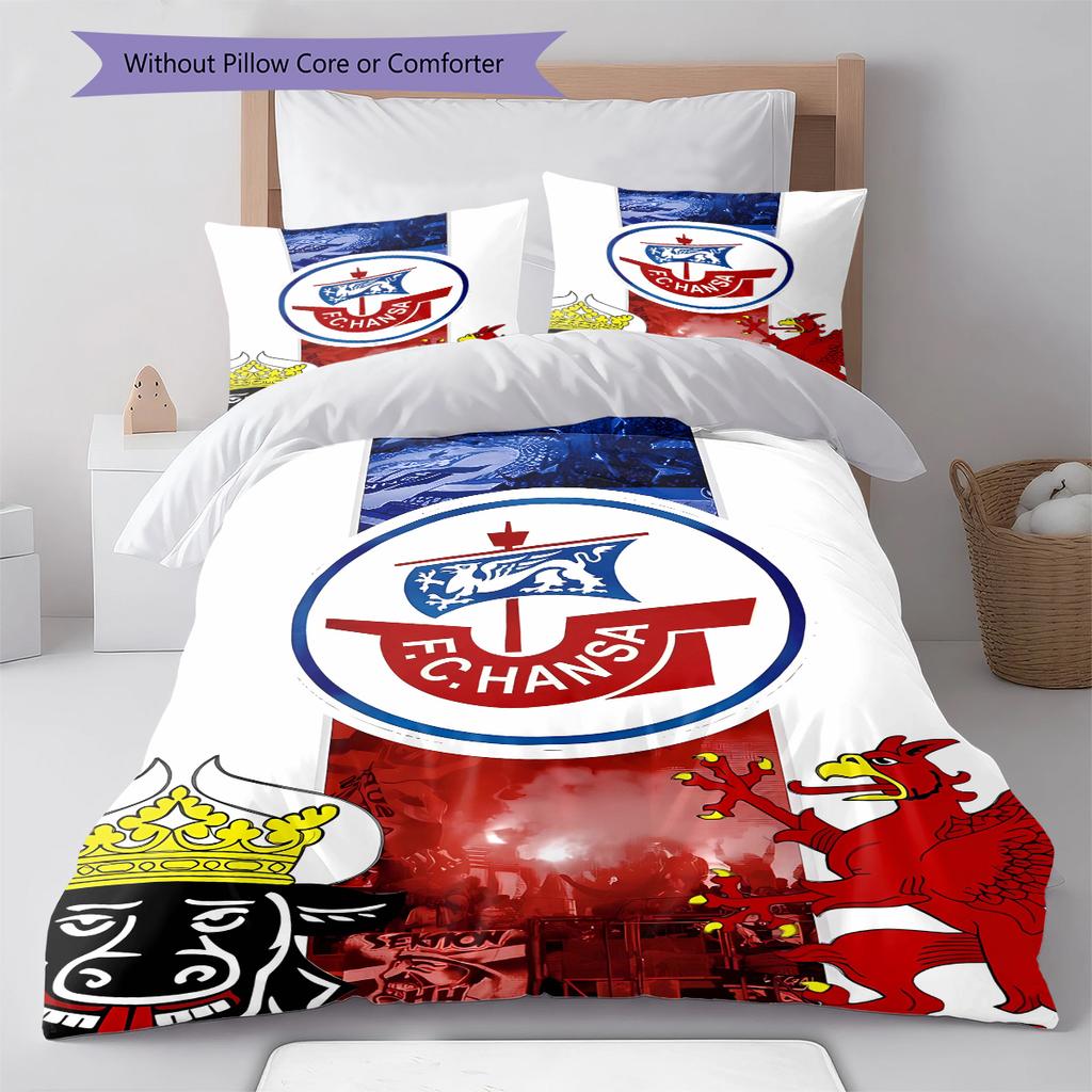 FC Hansa Rostock Pattern Bedding,Quilt Set Quilt Cover Pillowcase Home Birthday Gift (1 * duvet cover + 2 * pillowcase, without core)