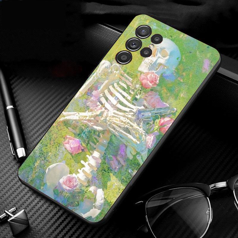 Phone Case For Samsung Galaxy S25 S24 S23 S22 S21 Ultra S24 S23 S22 S21 S25 Plus S24 S25 FE Skeleton Art