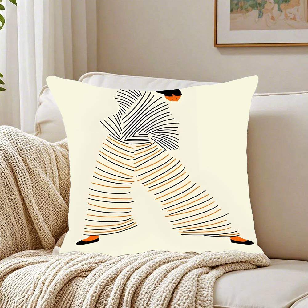 Abstract Figure Lines Girl Sofia Pillow Case Pattern Printed Pillowcase for Living Room Sofa Cushion Cover & Bedroom Decor