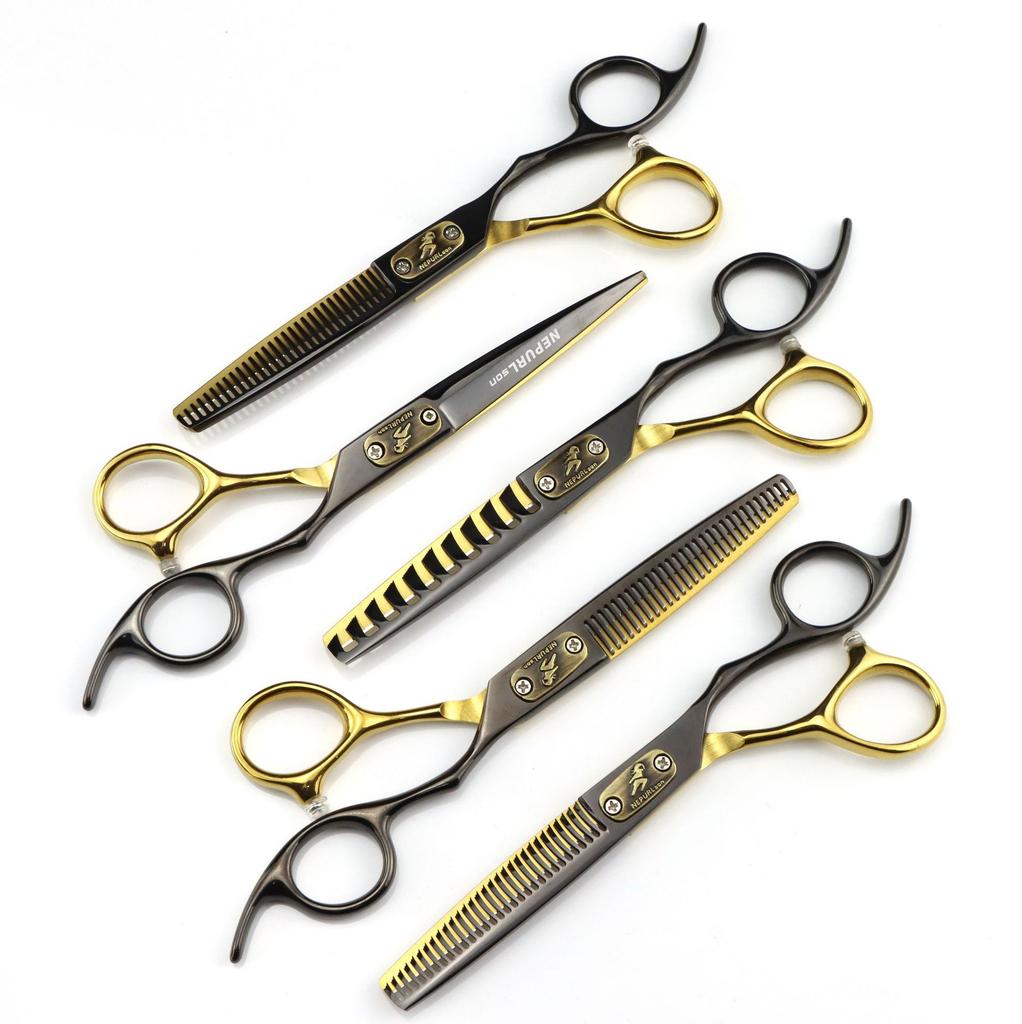6.0 Inch Black And Gold Nepson Cover Plate Hair Clipper Hair Clipper Tooth Clipper Antler Tooth Non-Marking Tooth V-Shaped Tooth Fish Bone Tooth