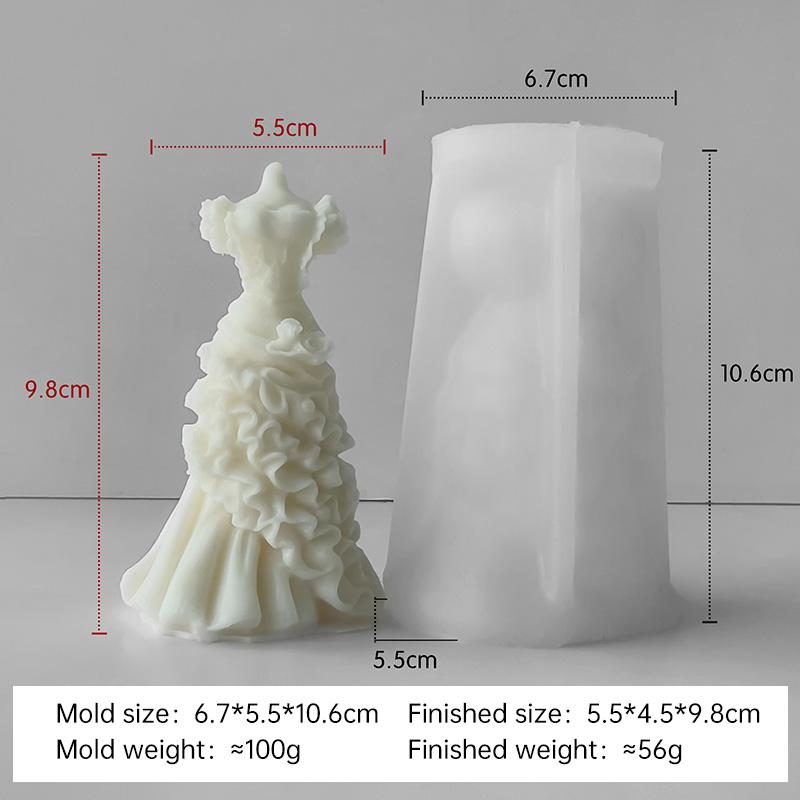 3D Wedding Dress Aroma Candle Silicone Mold Woman Skirt Party Princess Dress Plaster Resin Handmade Soap Candle Making Molds