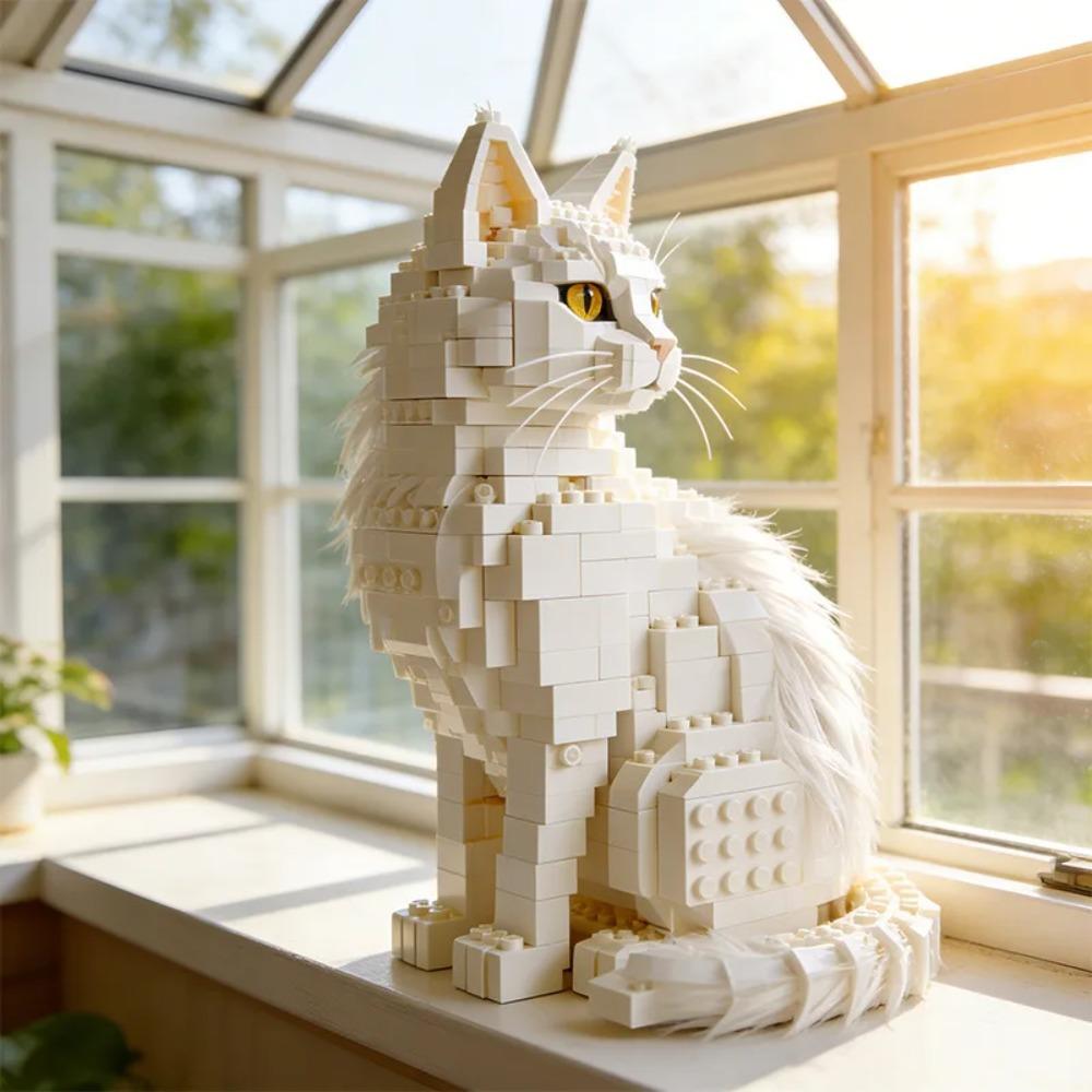 Realistisches Maine Coon Katze Bausteine Set DIY Zusammenbau Tier Modell Kreative Haus Schreibtisch Dekoration Haustier Sammlung Geschenke