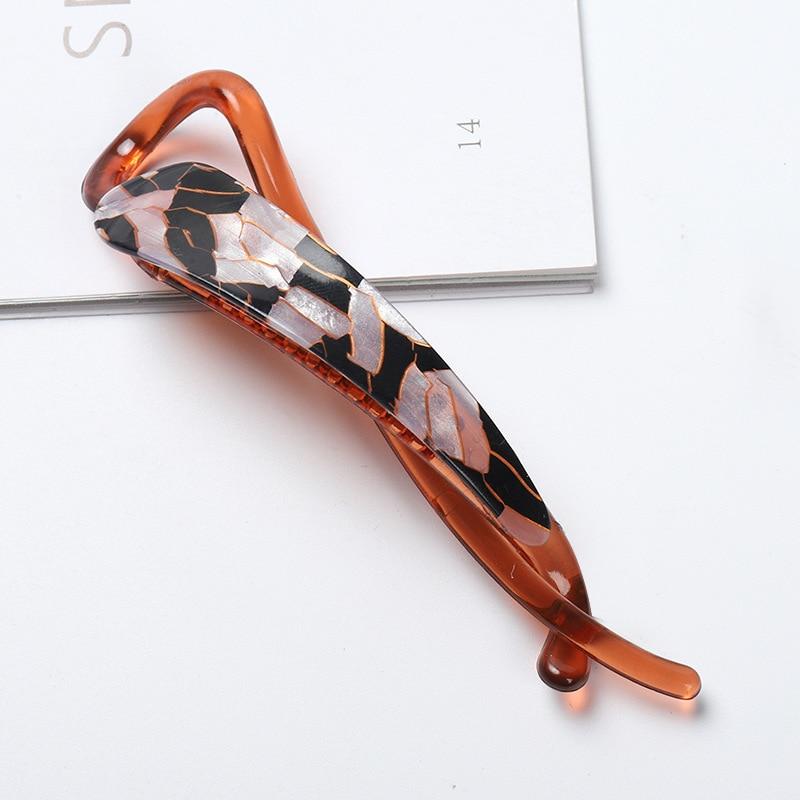 Pinza de pelo trenzada con cola de caballo de leopardo para mujer, horquilla de pelo de plátano, pinza para trenzado, pasadores de abrazadera giratorios de acrílico sólido Simple, tocados