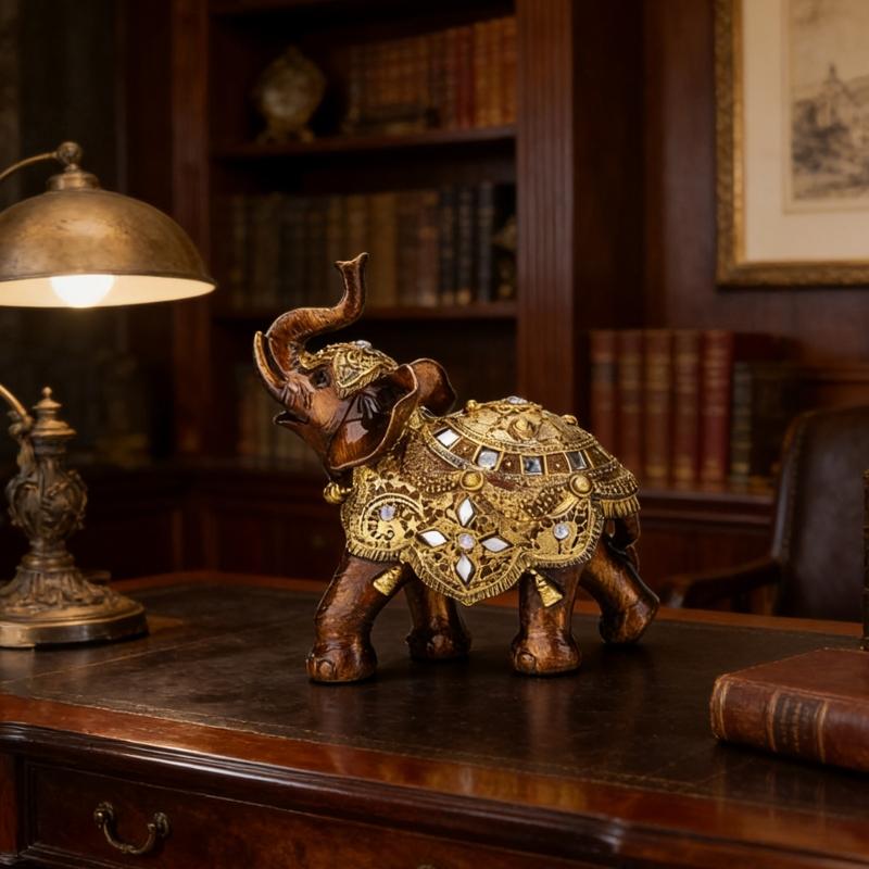 Lucky Elephant Statue Sculptures Decorative Animal Figurines Table Ornament Symbols Wealth Career Home Decorations