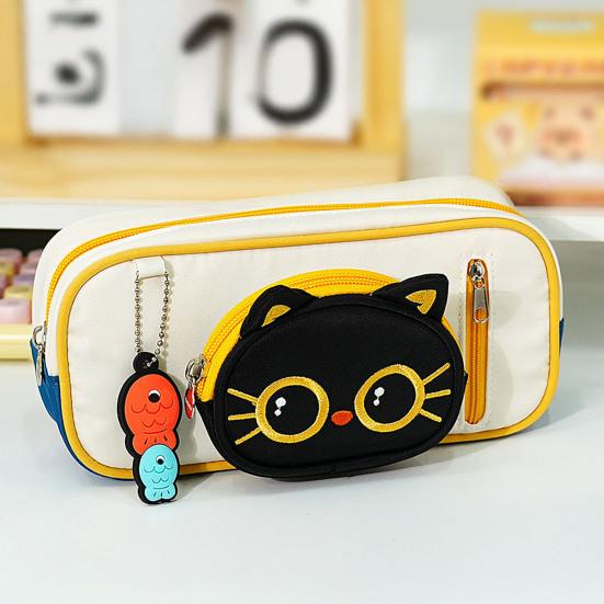 Cute Pencil Case Cartoon Cat Pencil Pouch Large Capacity Stationery Organizer for Middle School And Elementary School