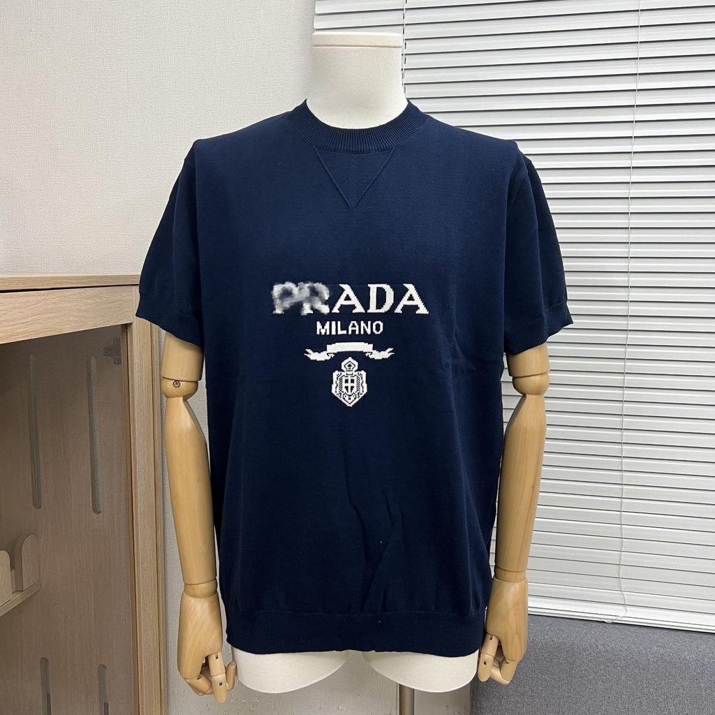 2025 Vår/Sommar Trendig Jacquardetikett Stickad Kortärmad Logotyp T-shirt