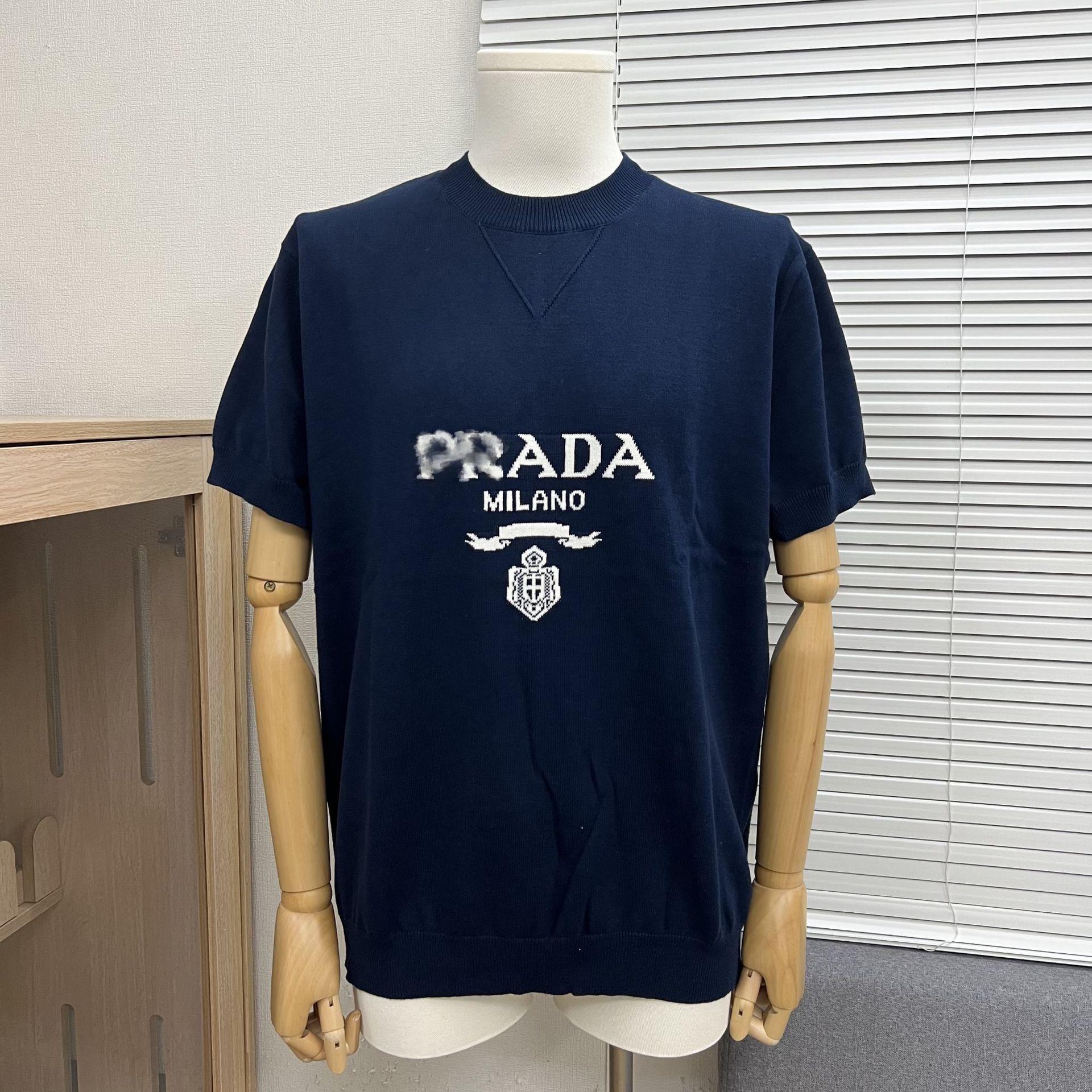

2025 Spring/Summer Trendy Jacquard Label Knit Short Sleeve Logo Tee XL (150-180 lbs)