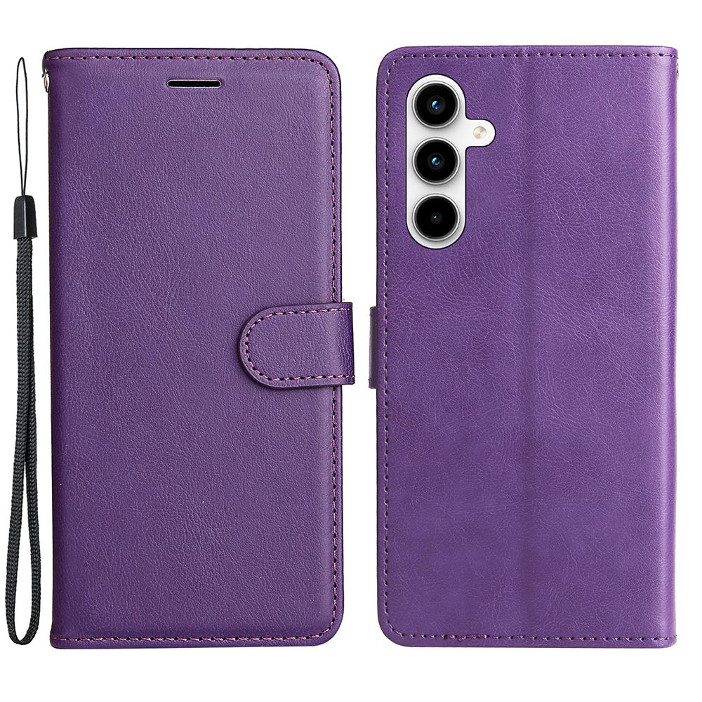 For Samsung Galaxy A35 5G Case Solid Color Leather Mobile Cover Wallet Stand with Strap
