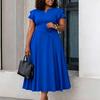 Plus Size High Waist Mid Length Big Hem Elegant A Line Women Summer Dress