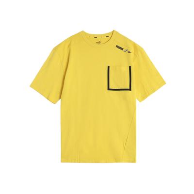 Rad/Calpocket Fashion Simple Loose Round Neck Short Sleeve T-Shirt Men Tops Yellow 677337-83