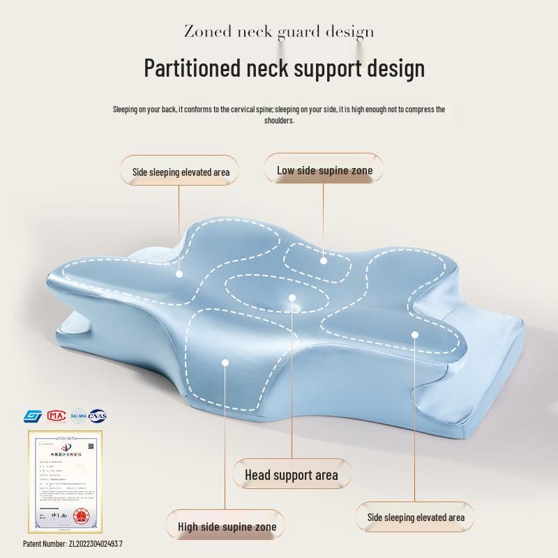 Polštář z paměťové pěny s motýlkovým tvarem: Podpora krční páteře a ochrana krku bez tlaku pro lepší spánek