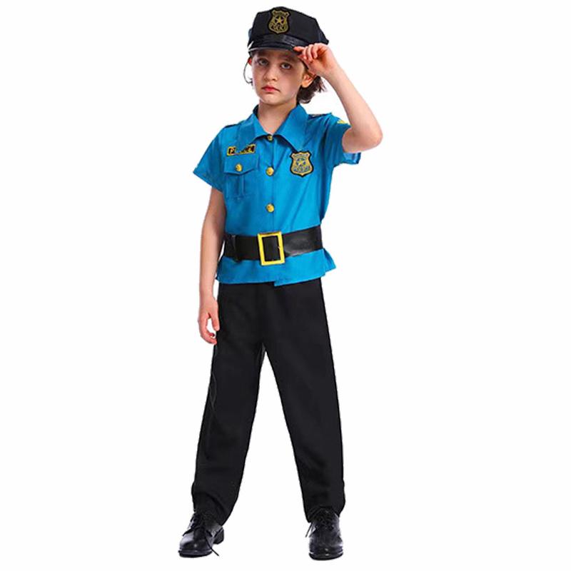 

NEW Police Cosplay For Boys Girls Halloween Costumes Police Woman Fancy Role Play Kids Performance Show L(130-140cm)