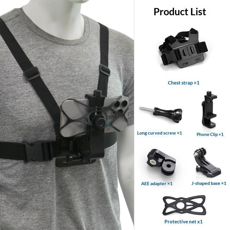 Wearable Chest Phone Mount Adjustable Elastic Straps POV Shooting Holder for Vlogging Fitness Training Running Outdoor Sports