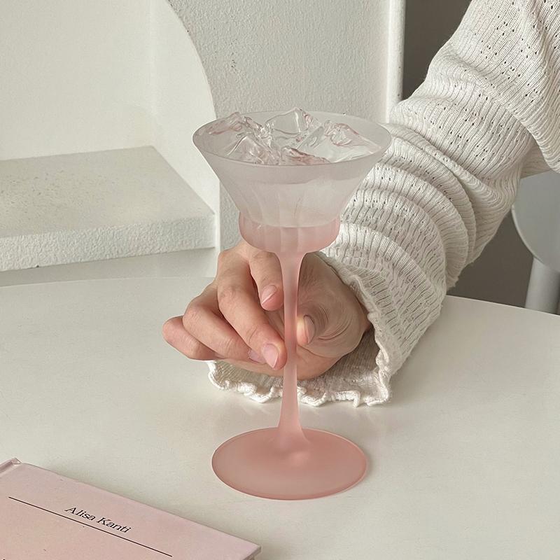 Japanese Style High Aesthetic Frosted Fink Goblet Women New Household 110ml Creative Cocktail Glass 2025 Round Crystal Glass