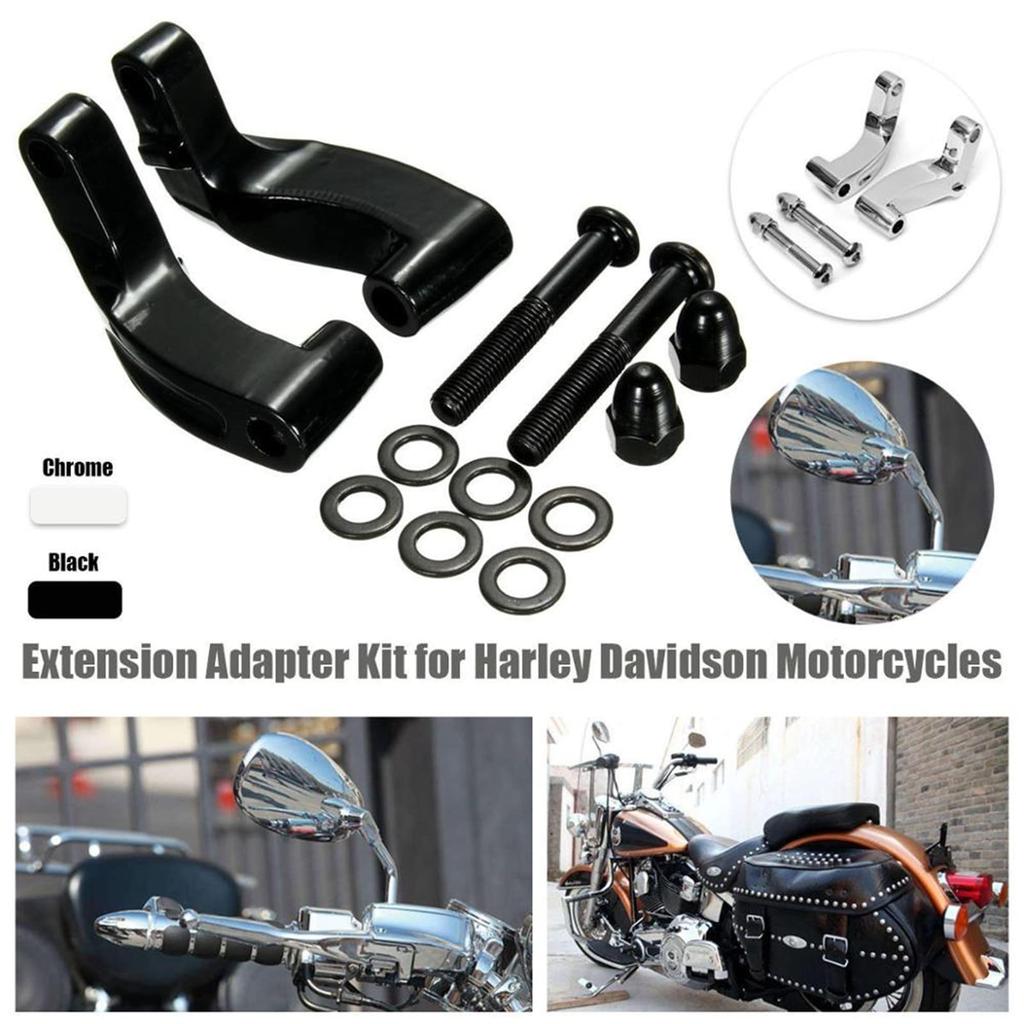 HASkulle Motorcycle Mirror Extender Mirror Relocation Extension Adapter Kit for Harley Davidson Heritage FLSTC FXCWC Super Glide FXDC Wide Black
