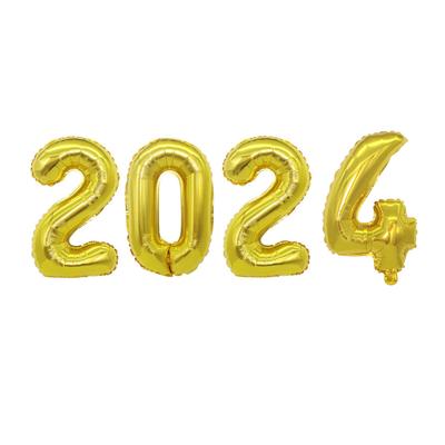 Frohes 2024 Zahlen Folienballons Neujahrsbanner Festival Partydeko