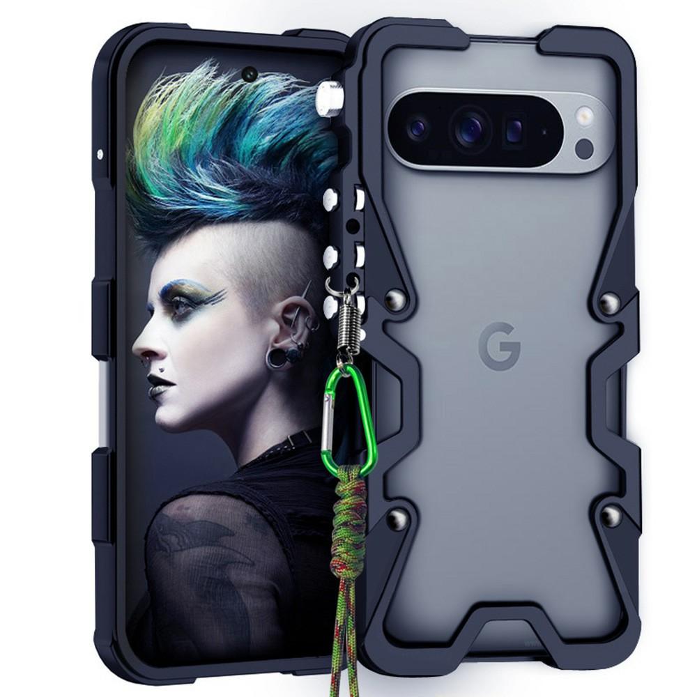 

Бампер для Google Pixel 9/9 Pro Металлический чехол из алюминиевого сплава с ремешком Black