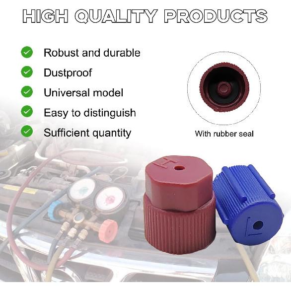 10 PCS R134a Cap A/C Cap, 13mm & 16mm Air Conditioning Service AC System Charging Port Cap, High & Low Pressure Port Dust Valve Covers for Most R134A