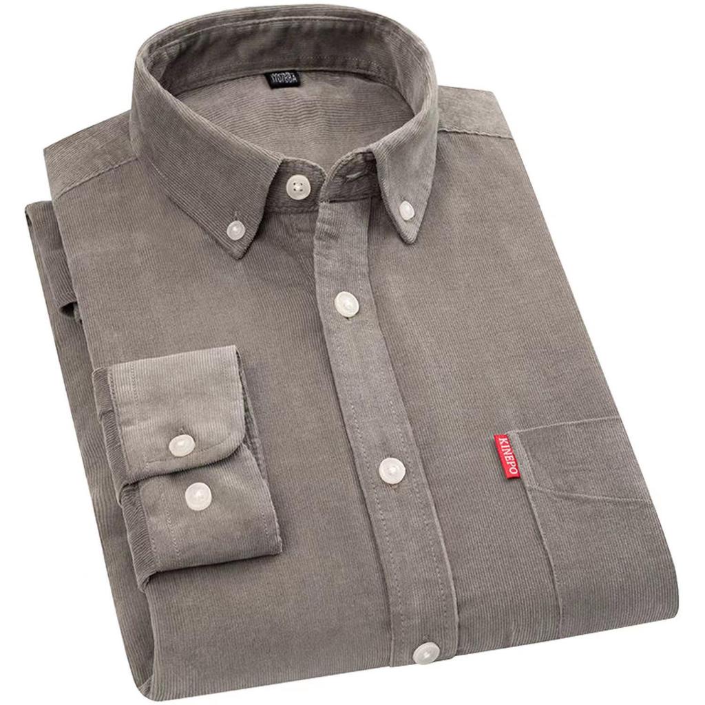 Men's Vintage Corduroy Long Sleeve Shirt - Pure Cotton Business Casual
