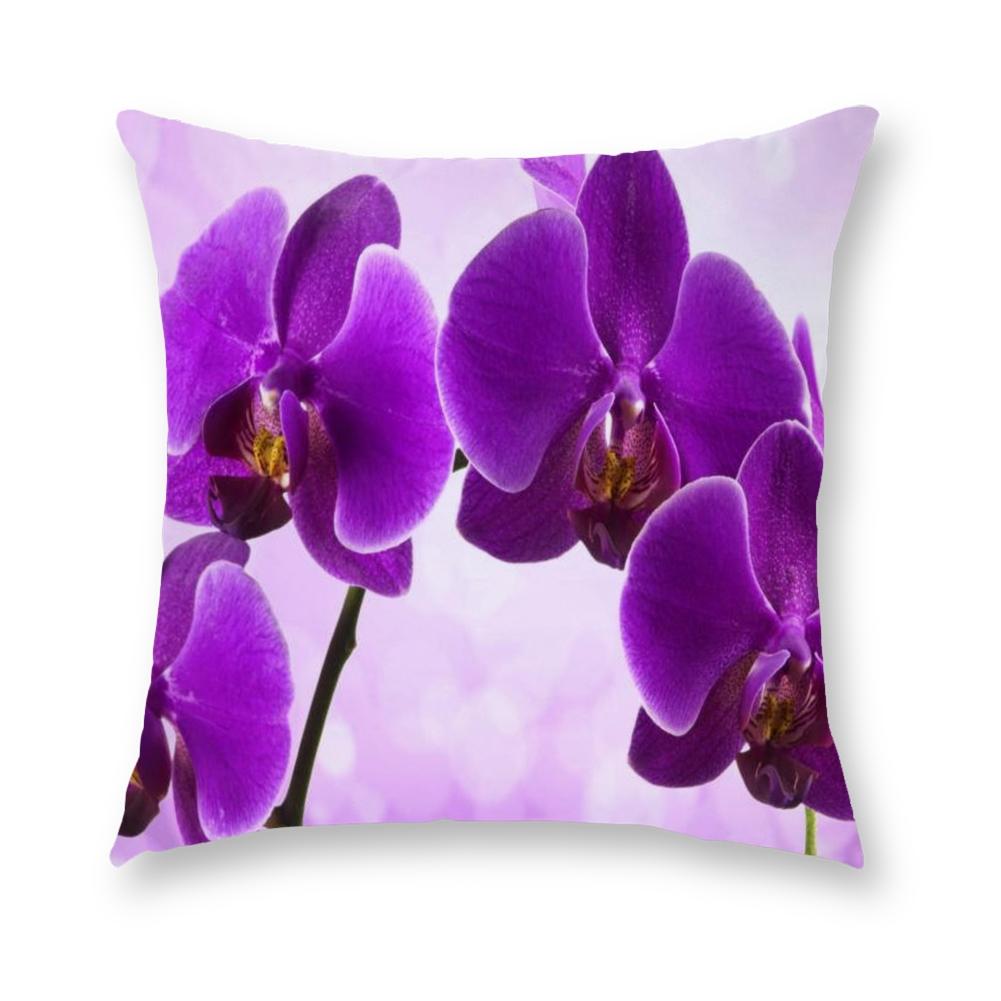 Красочная полиэстеровая наволочка с принтом орхидей для украшения дивана в гостиной дома, квадратная наволочка для декоративной подушки 45x45см 16x16Inch