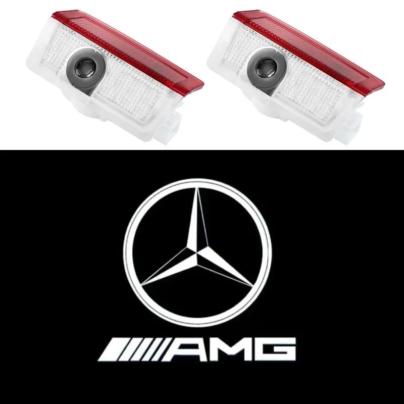 

Hot Car Sticker 2x Car Led Logo Door Light Projector Logo For Mercedes Benz E W212 W213 W205 AMG W177 V177 W247 W176 GLA GLC X25