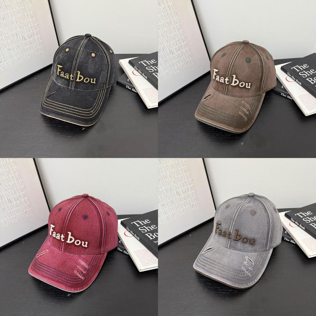Faatbou Baseball Cap With Embroidered Letters Black For Casual Streetwear