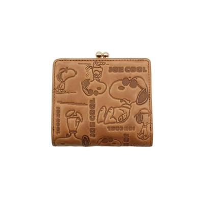 Nadaya vin PEANUTS Snoopy zapięcie portfel dwukrotnie składany z monogramem Joe Cool Beżowy, prawdziwa skóra bydlęca, wys. 100 x szer. 100 x gł. 30 mm, 73008