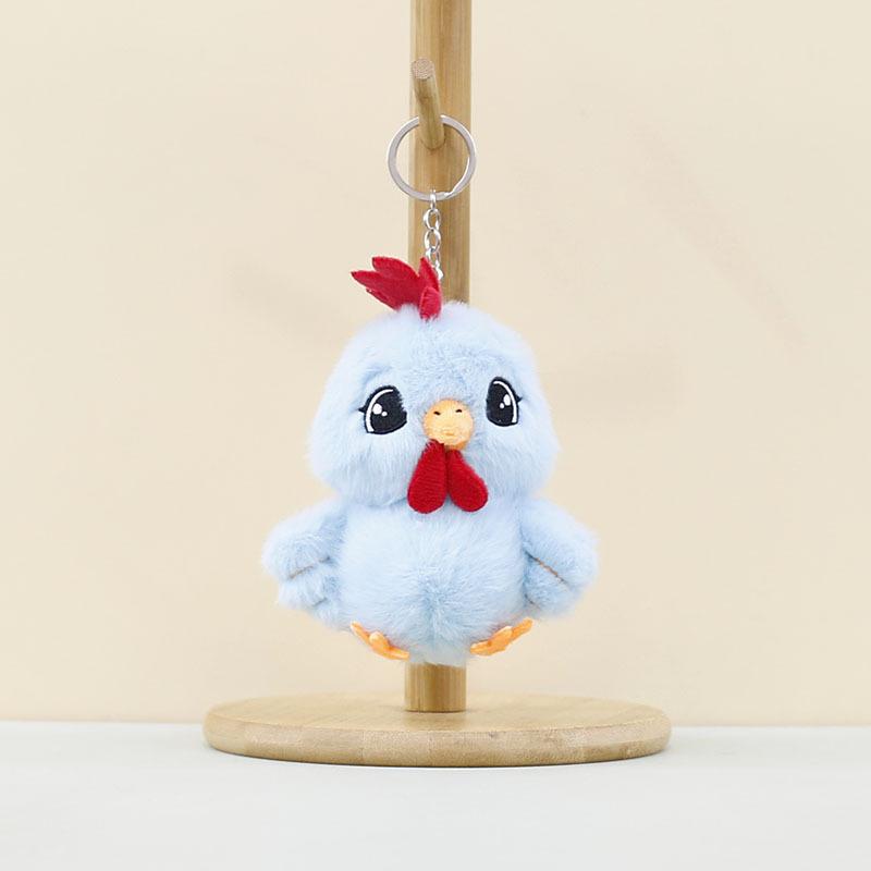 White Charming Blue Yellow Pink Plush Chicken Keychain Soft Toy For Collectors