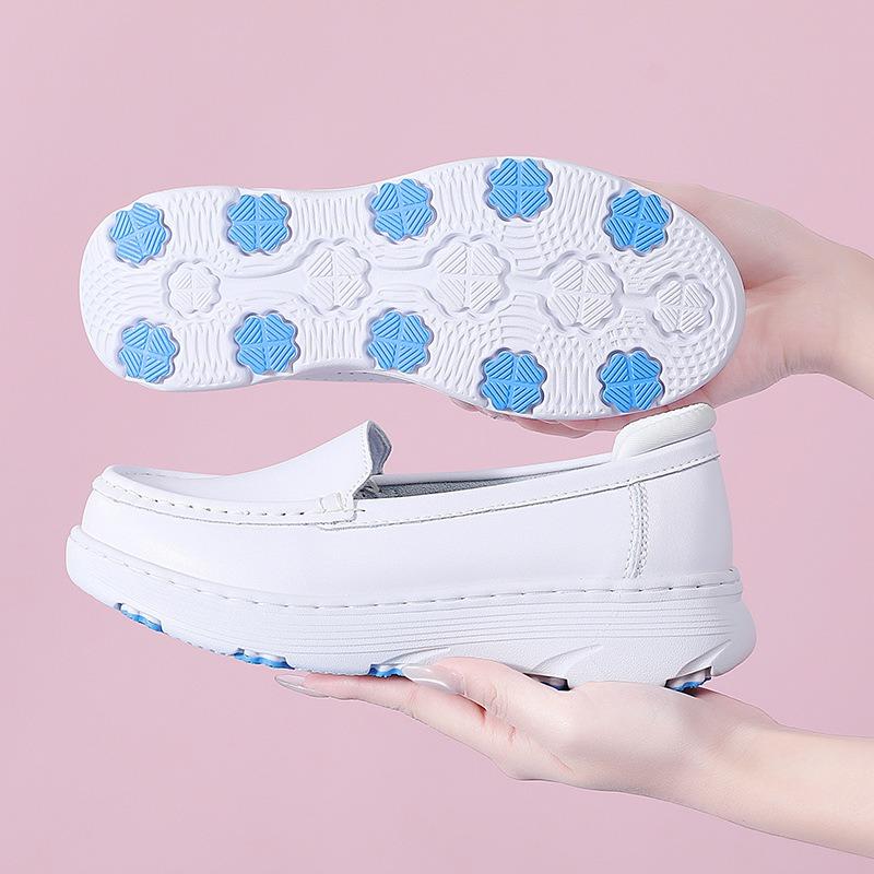Nurse shoes women's spring summer hollow leather thick sole soft sole breathable work special medical shoes spot