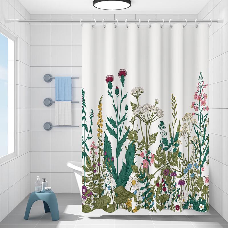 Floral Polyester Shower Curtain Set